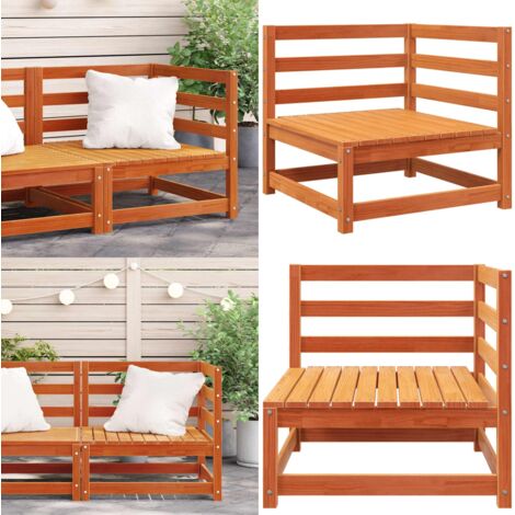 Divano Angolare Giardino Marrone Cera 70x70x67cm Massello Pino - Divano in legno - Divano angolare