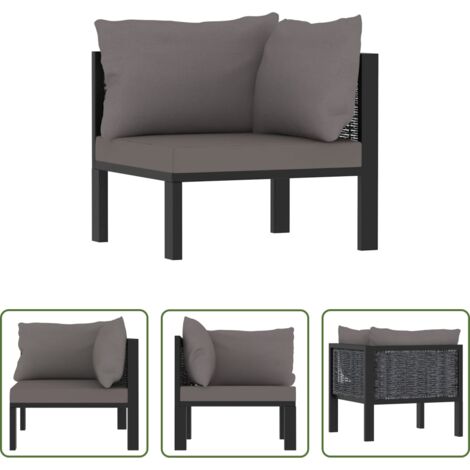 Divano angolare - idaXL Divano Angolare Modulare Bracciolo Sinistro Polyrattan Antracite