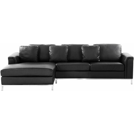 Divano angolare in pelle nero versione destro Oslo
