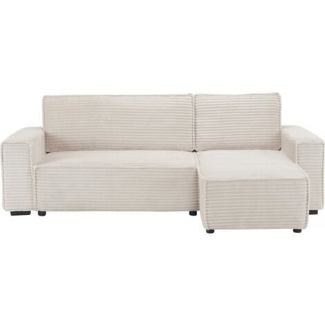 Divano angolare in velluto a coste "Opera" - 3 posti - Beige