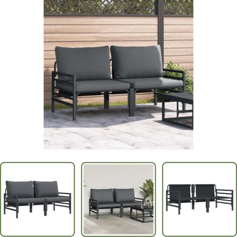Divano angolare - Mobili da Esterno 2 pcs Antracite 80 x 80 x 71 cm Acciaio