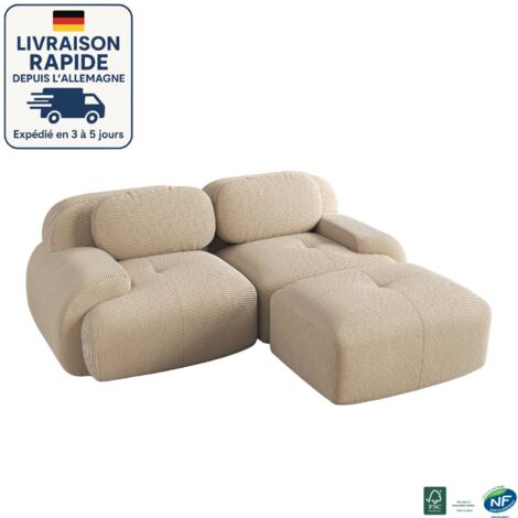 Divano angolare MODFU a 2 posti, 82 pollici, divano modulare con combinazione libera, cuscini in schiuma, tessuto a coste, beige