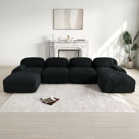 divano angolare modulare senza montaggio nero OKMYHOME
