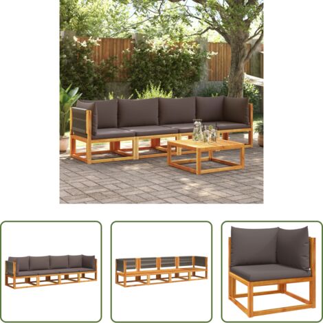 Divano angolare -  Set di divani da giardino 4 pezzi con cuscini in legno di acacia e corda