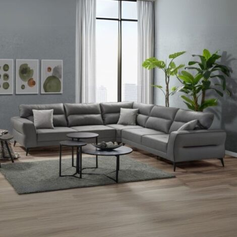 Divano angolare Sigmar 300x250xP77xH100 in Prada 6 grigio