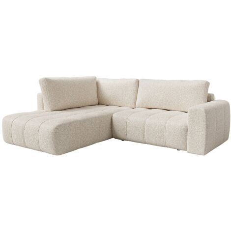 Divano angolare sinistro in tessuto mélange beige LORIONA