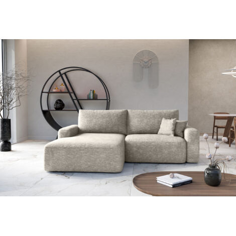 Divano angolare sinistroletto SOHO in chenille beige antimacchia – Direttamente dal produttore, consegna e installazione gratuite