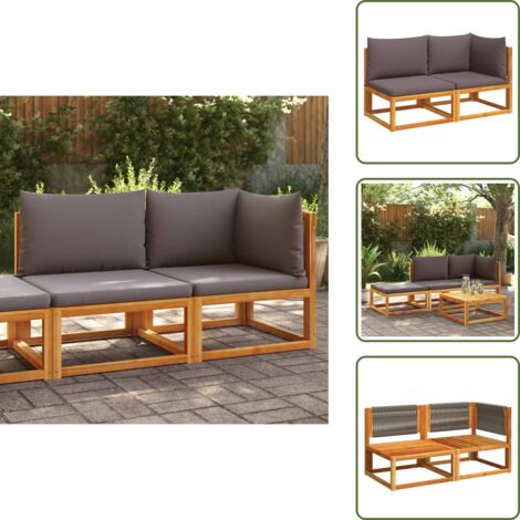 Divano angolare - vidaXL Divano da giardino con cuscini 2 posti in legno di acacia e corda - Divano senza braccioli