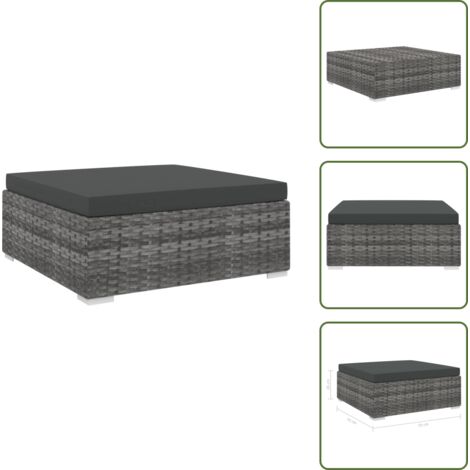 Divano angolare - vidaXL Poggiapiedi Modulare 1 pz con Cuscino in Polyrattan Grigio - Divano centrale