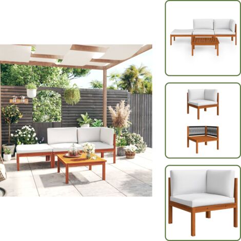 Divano angolare - vidaXL Set da giardino 4 pezzi con cuscini crema 63x63 cm - Divano centrale