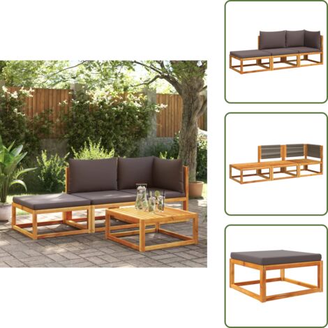 Divano angolare - vidaXL Set di divani da giardino 3 pezzi con cuscini in legno di acacia e corda - Divano senza braccioli