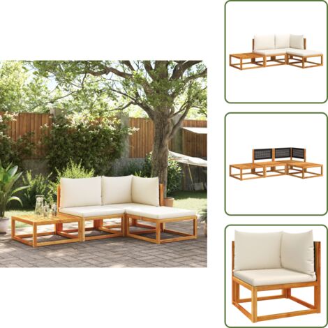 Divano angolare - vidaXL Set di divani da giardino 4 pezzi con cuscini in legno di acacia e rattan - Divano senza braccioli