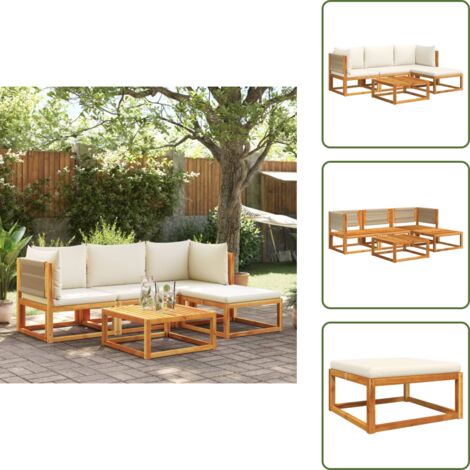 Divano angolare - vidaXL Set di divani da giardino 5 pezzi con cuscini in legno di acacia e corda - Divano senza braccioli