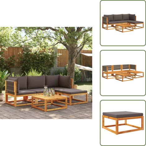 Divano angolare - vidaXL Set di divani da giardino 5 pezzi con cuscini in legno di acacia e corda - Divano senza braccioli