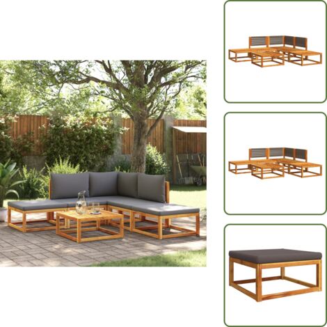 Divano angolare - vidaXL Set di divani da giardino 6 pezzi con cuscini in legno di acacia e corda - Cuscino sfoderabile