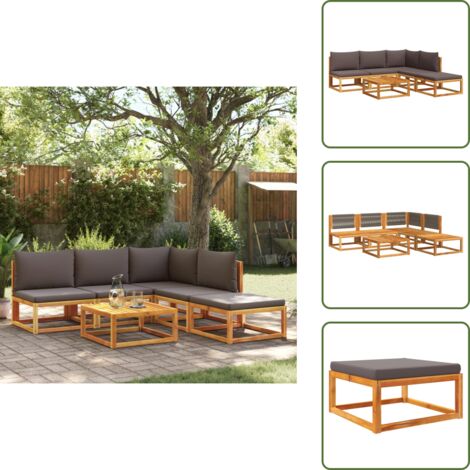 Divano angolare - vidaXL Set di divani da giardino 6 pezzi con cuscini in legno di acacia e corda - Divano senza braccioli