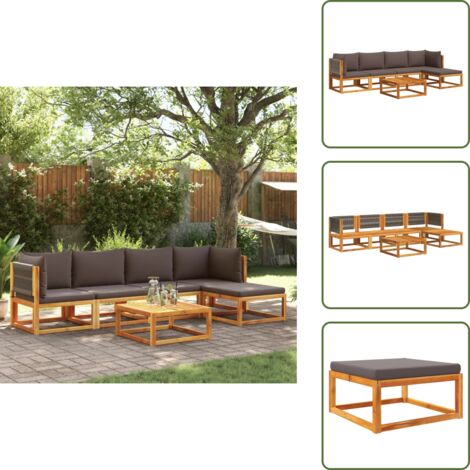 Divano angolare - vidaXL Set di divani da giardino 6 pezzi con cuscini in legno di acacia e corda - Divano senza braccioli