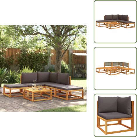 Divano angolare - vidaXL Set di divani da giardino 6 pezzi con cuscini in legno di acacia e rattan - Divano senza braccioli