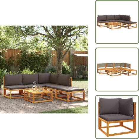 Divano angolare - vidaXL Set di divani da giardino 6 pezzi con cuscini in legno di acacia e rattan - Divano senza braccioli