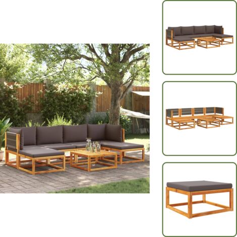 Divano angolare - vidaXL Set di divani da giardino 7 pezzi con cuscini in legno di acacia e corda - Divano senza braccioli