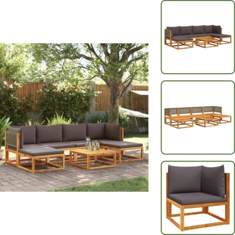Divano angolare - vidaXL Set di divani da giardino 7 pezzi con cuscini in legno di acacia e rattan - Divano senza braccioli