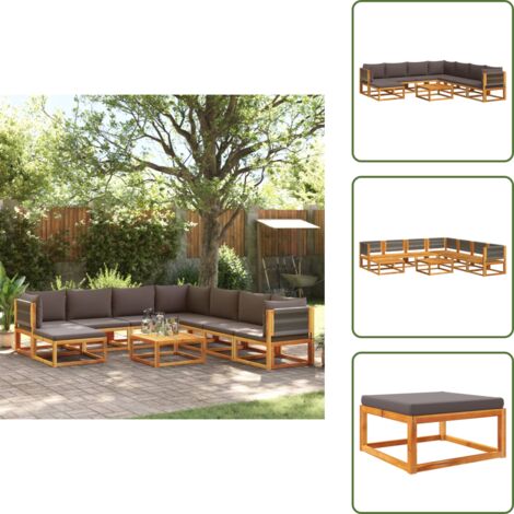 Divano angolare - vidaXL Set di divani da giardino 9 pezzi con cuscini in legno di acacia e corda - Divano senza braccioli
