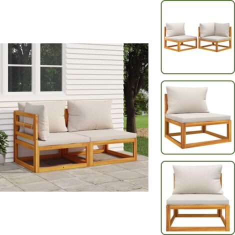 Divano angolare - vidaXL Set Divani da Giardino 2pz con Cuscini Legno Massello di Acacia - Divano centrale