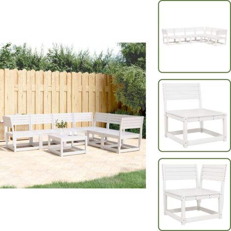 Divano angolare - vidaXL Set Divani da Giardino 6 pz Bianco in Legno Massello di Pino - Divano senza braccioli