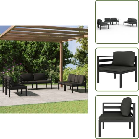 Divano angolare - vidaXL Set Divani da Giardino 6 pz con Cuscini in Alluminio Antracite - Divano centrale