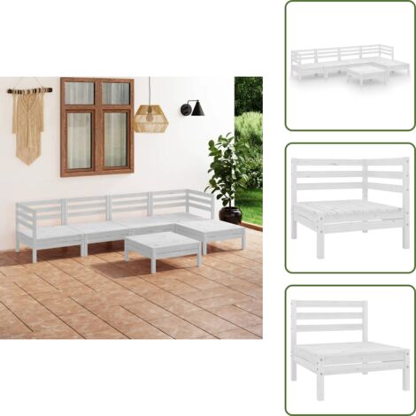 Divano angolare - vidaXL Set Salotto da Giardino 6 pz in Legno Massello di Pino Bianco - Divano centrale