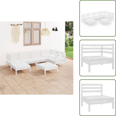 Divano angolare - vidaXL Set Salotto da Giardino 7 pz in Legno Massello di Pino Bianco - Divano centrale