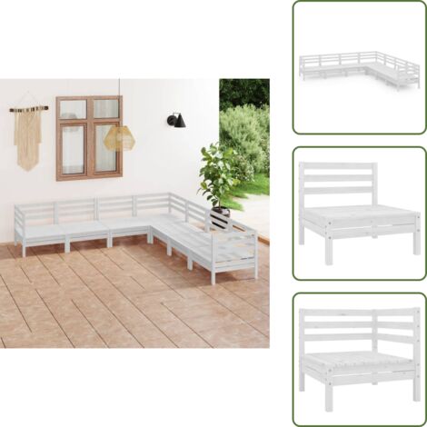Divano angolare - vidaXL Set Salotto da Giardino 7 pz in Legno Massello di Pino Bianco - Divano centrale