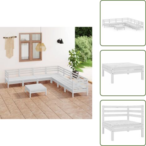 Divano angolare - vidaXL Set Salotto da Giardino 8 pz in Legno Massello di Pino Bianco - Divano centrale