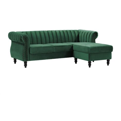 Divano Angolo reversible in Velluto Verde abete - TRUMBO