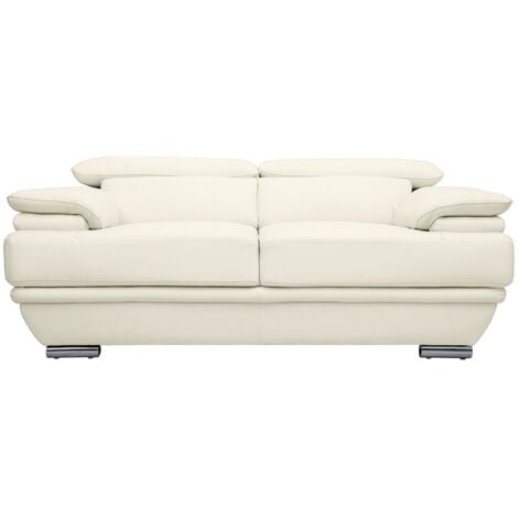 Divano bianco in pelle design 2 posti con poggiatesta reclinabile EWING
