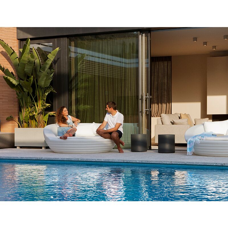 MOOVERE - Letto da giardino rotondo bianco opaco