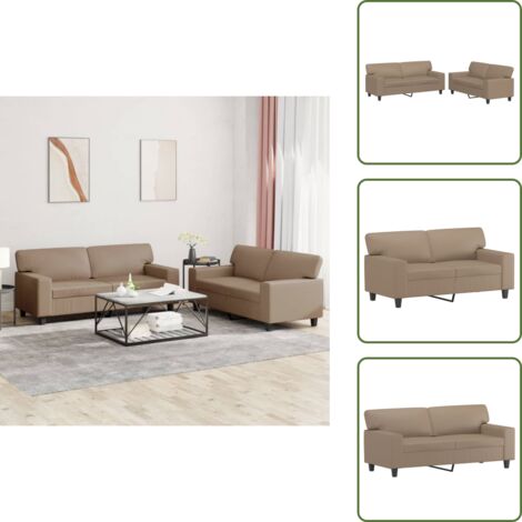 Divano cappuccino - vidaXL Set di Divani 2 pz Cappuccino in Similpelle - Divano in compensato
