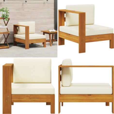 Divano Centrale con 1 Bracciolo Bianco Crema Massello d'Acacia - Divano in legno - Divano in acacia