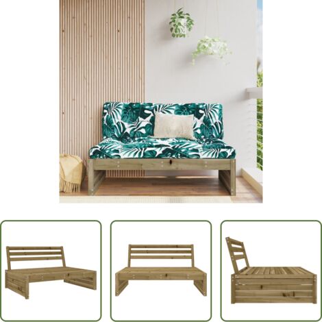 Divano centrale -  Divano Centrale da Giardino 120x80 cm Legno Impregnato di Pino