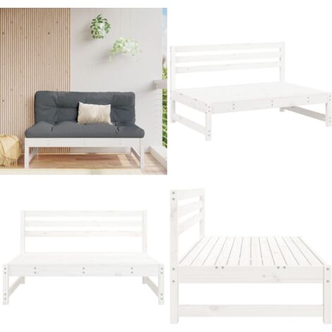 Divano Centrale Giardino Bianco 120x80cm Legno Massello Pino - Divano in legno - Divano centrale