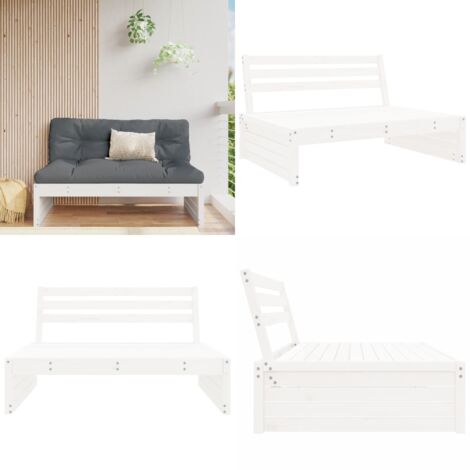 Divano Centrale Giardino Bianco 120x80cm Legno Massello Pino - Divano in legno - Divano centrale
