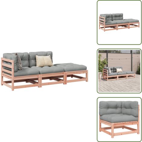 Divano centrale - vidaXL Set Divani Giardino 3 pz Cuscini Legno Massello Abete Douglas - Cuscini in tessuto