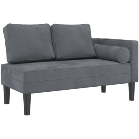 Divano chaise longue daybed per interni con cuscini in velluto grigio scuro DEC026080