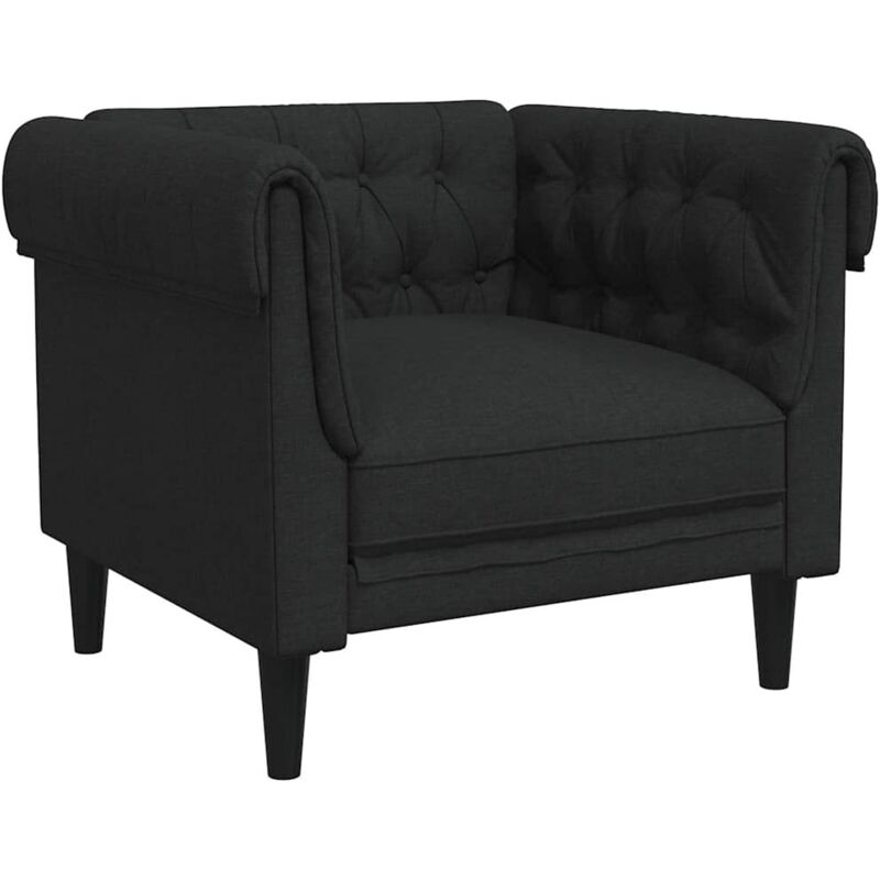 Vidaxl Poltrona Chesterfield Nera In Tessuto
