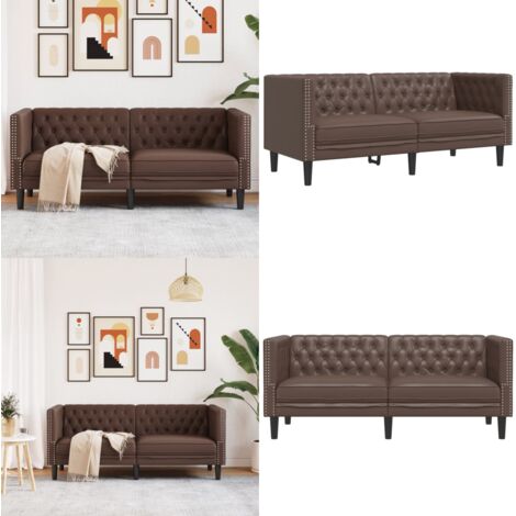 Divano Chesterfield a 2 Posti Marrone in Similpelle - Divano a due posti - Similpelle