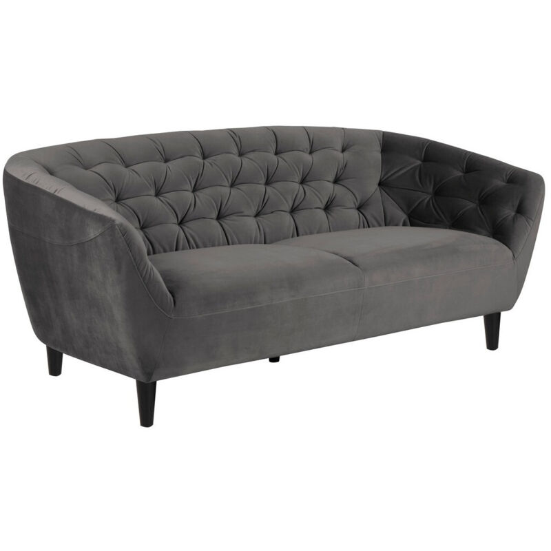 Image of Divano chesterfield Oakland 275, Grigio scuro, 191x84x78cm, Arazzo, Gambe: Legno, Parzialmente assemblati - Grigio scuro