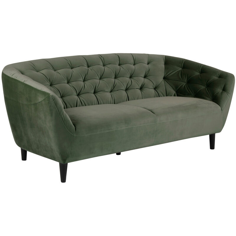 Image of Divano chesterfield Oakland 275, Verde scuro, 191x84x78cm, Arazzo, Gambe: Legno, Parzialmente assemblati - Verde scuro