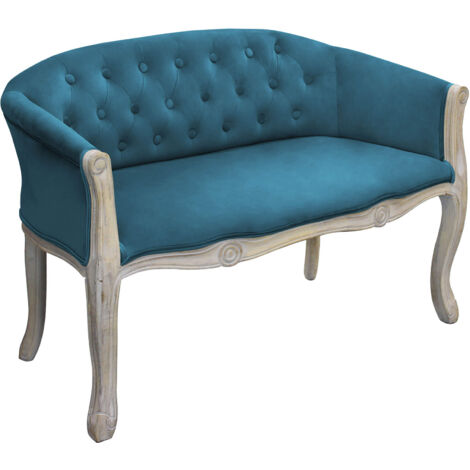 DIVANO COLEMAN IN VELLUTO BLU CON GAMBE ANTICATE