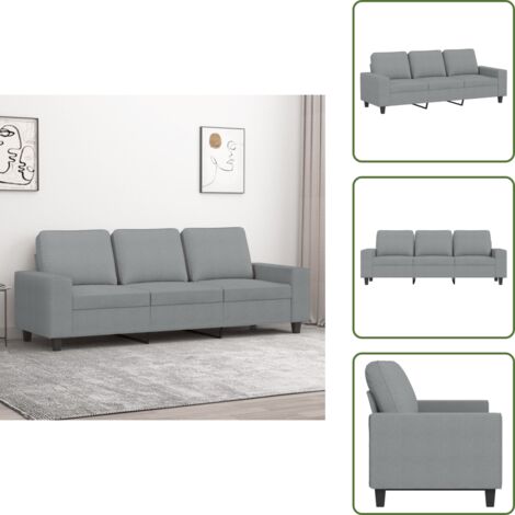 Divano comfort - vidaXL Divano a 3 Posti Grigio Chiaro 180 cm in Tessuto - Divano grigio chiaro