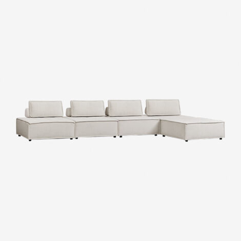 Divano componibile a 4 pezzi e pouf in tessuto Vermont SKLUM            